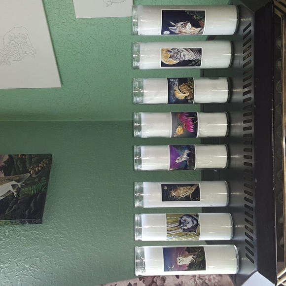 Wildlife artwork on unscented white votive candles in glass container 3 for $25 - Picture 6 of 6